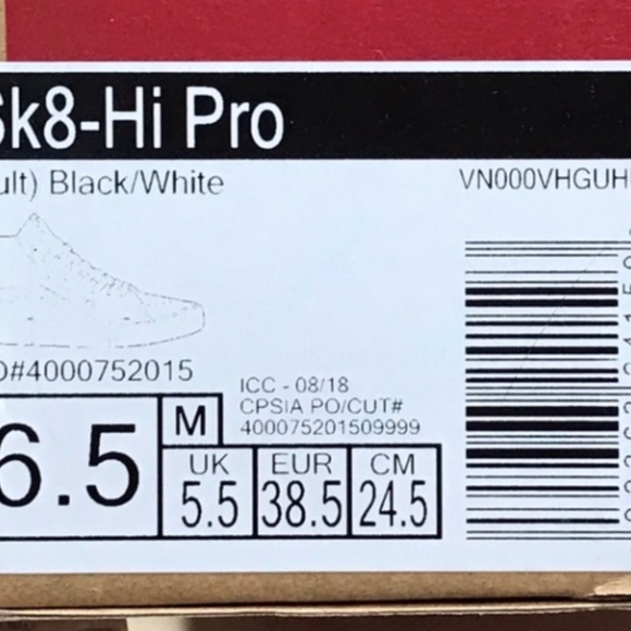 Vans Sk8-Hi Pro Cult Black‎ White Shoes - Picture 7 of 7